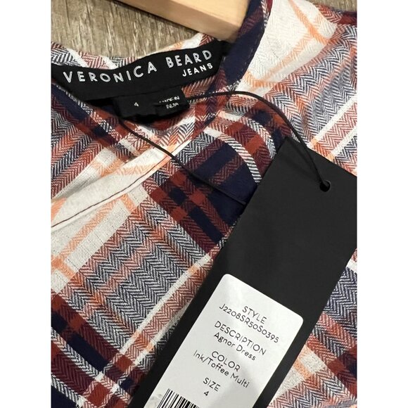 NWT VERONICA BEARD Agnor Plaid Puff Sleeve Mini Dress SIZE 4 - Picture 8 of 13